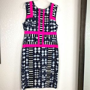 BCBGMAXAZRIA Gray Pink Black Ikat Dress 12